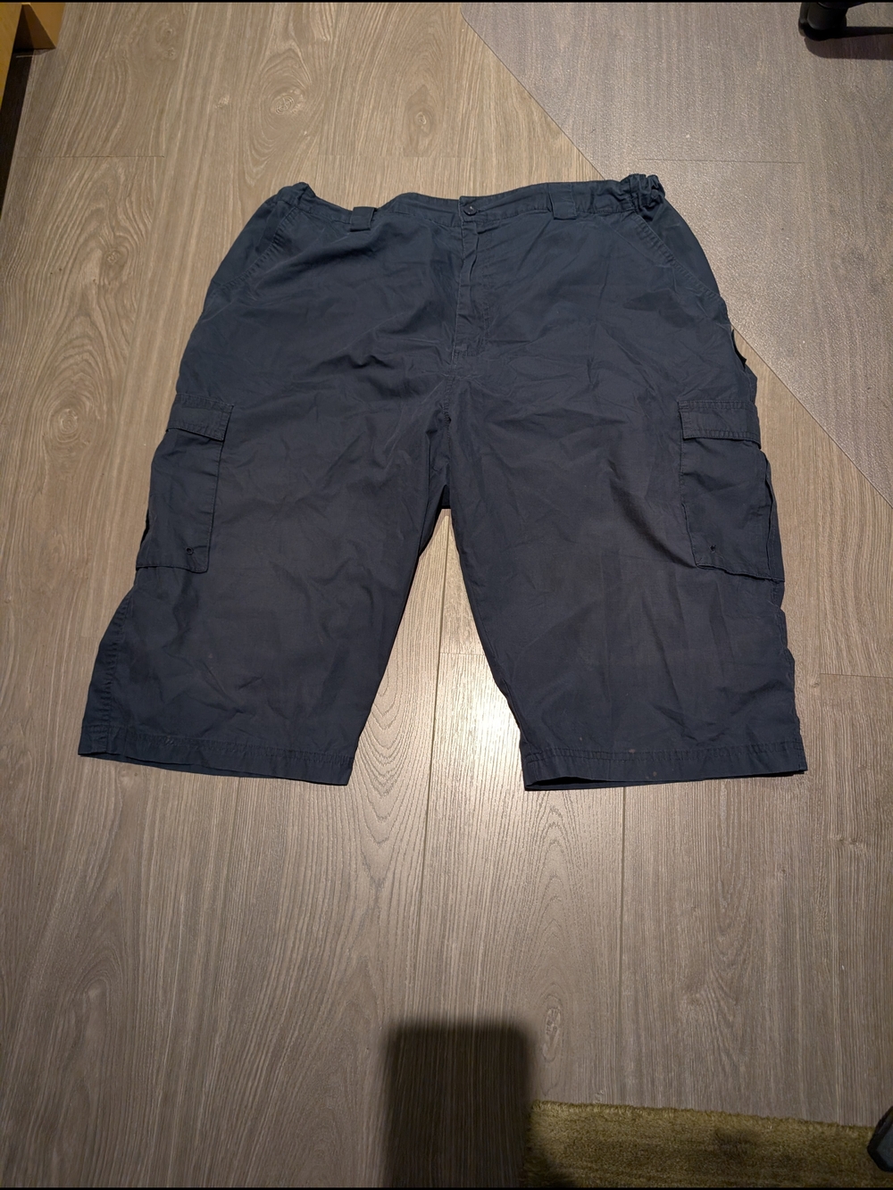 Men's Dark Navy Cargo Shorts with Multiple Pockets (Long Length)